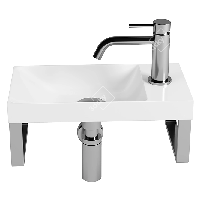 Rivea Picabo Hand Washbasin: Elegant White 3D model image 2