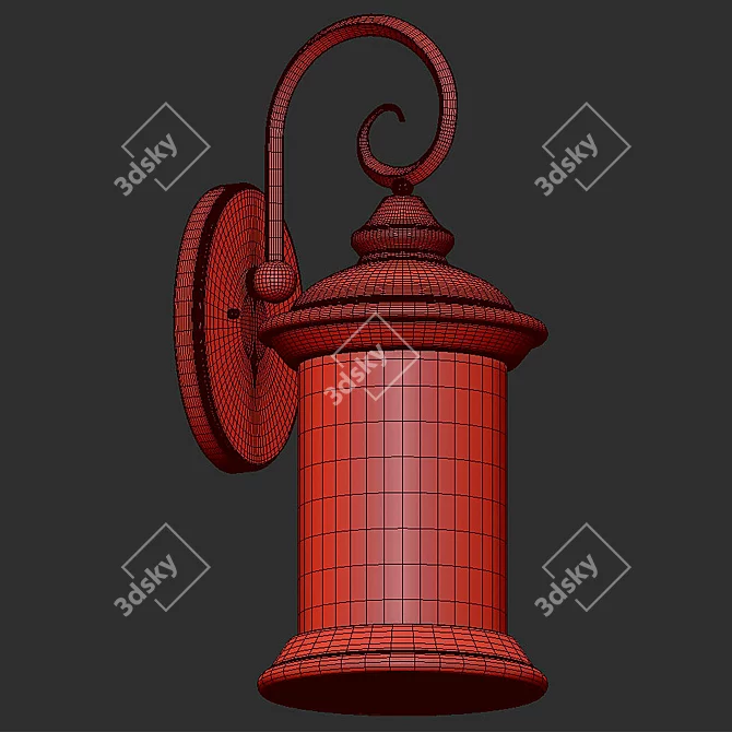 Modern Textured Black Wall Lantern 3D model image 2