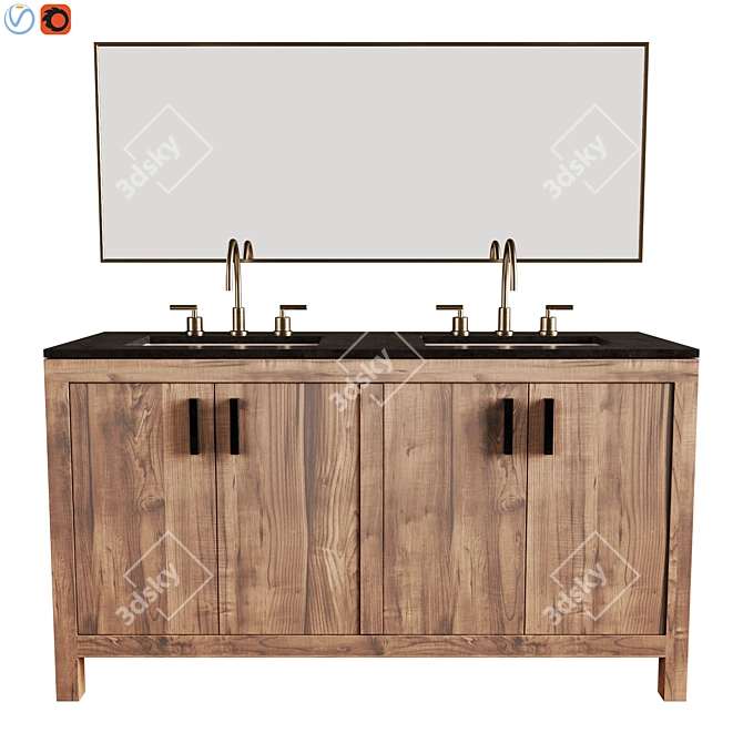 Elegance 60" Dual Basin Vanity 3D model image 6