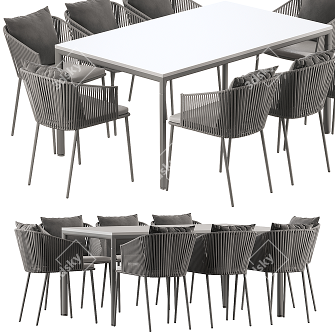 Title: CANE-LINE MOMENTS Dining Table 3D model image 1