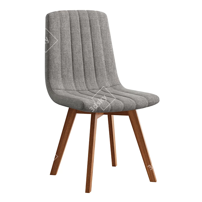 Retro Dining Chairs with Taupe Upholstery 3D model image 1