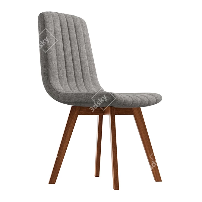 Retro Dining Chairs with Taupe Upholstery 3D model image 3