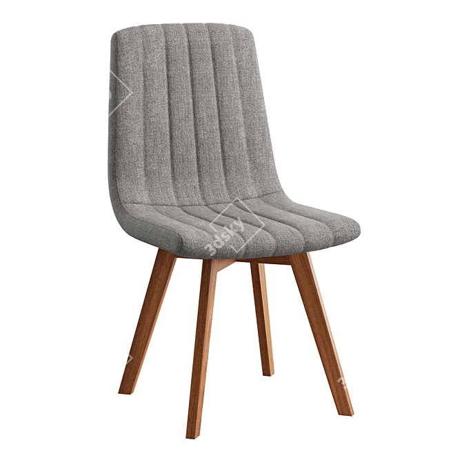 Retro Dining Chairs with Taupe Upholstery 3D model image 5