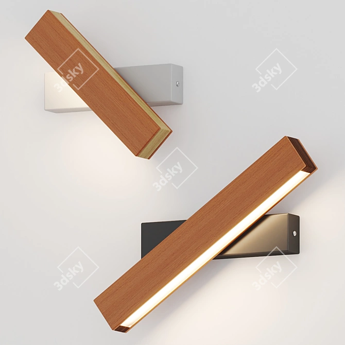 Modern Nordic Wooden LED Sconce 3D model image 1