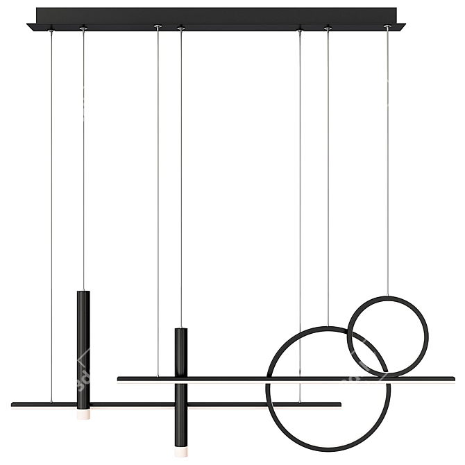 Minimalist Circle Pendant Chandelier 3D model image 1