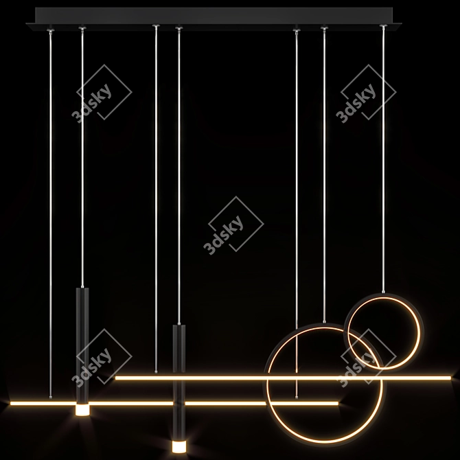 Minimalist Circle Pendant Chandelier 3D model image 3