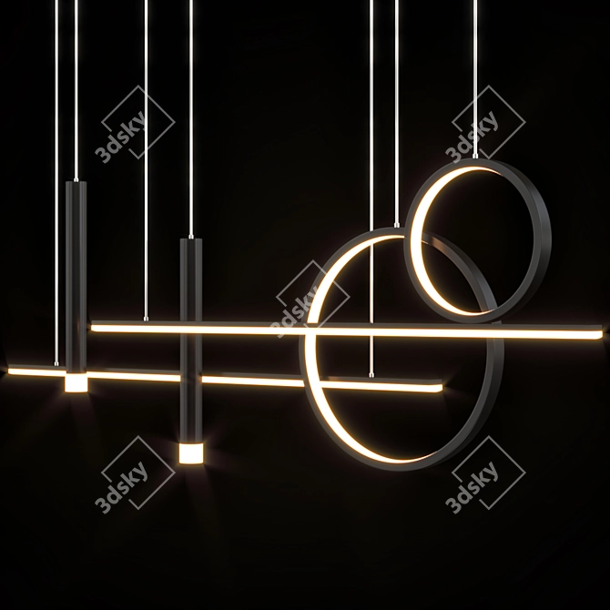 Minimalist Circle Pendant Chandelier 3D model image 4