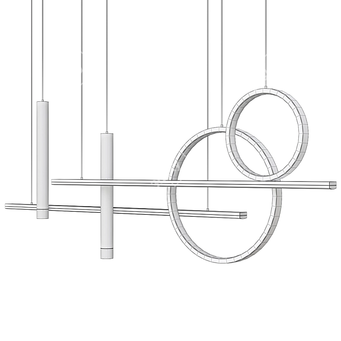 Minimalist Circle Pendant Chandelier 3D model image 5