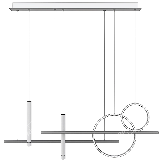 Minimalist Circle Pendant Chandelier 3D model image 6