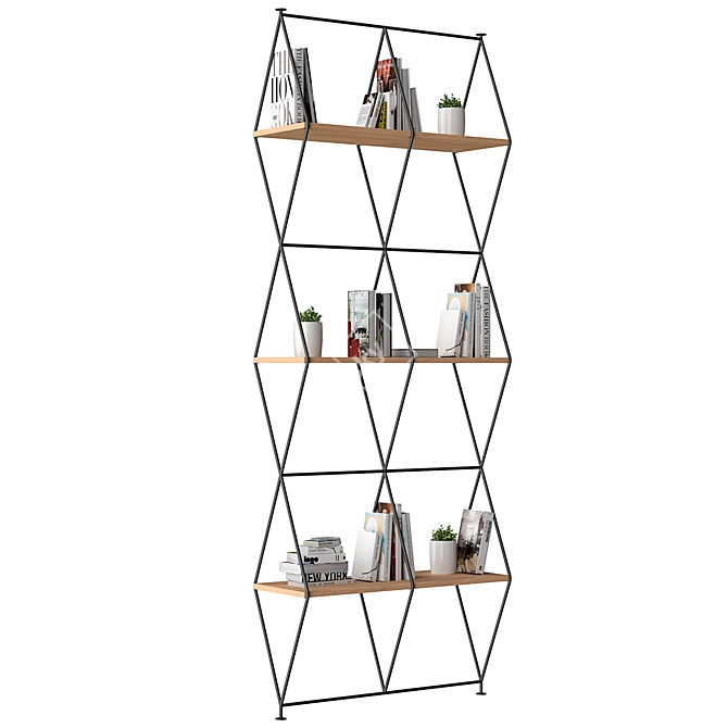 Space-Saving Storage Divider Rack 3D model image 1