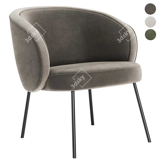Sleek Luna M Armchair 3D model image 2