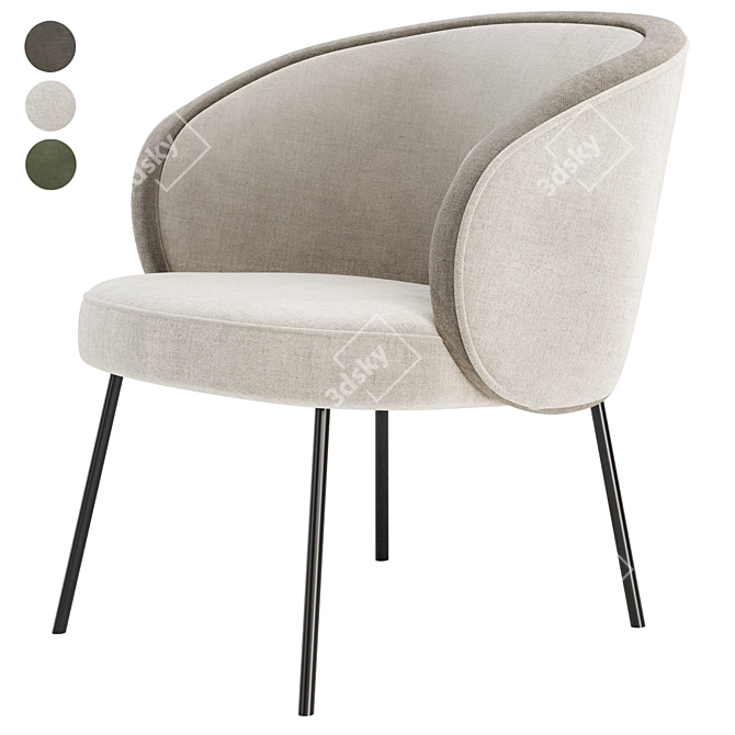 Sleek Luna M Armchair 3D model image 4