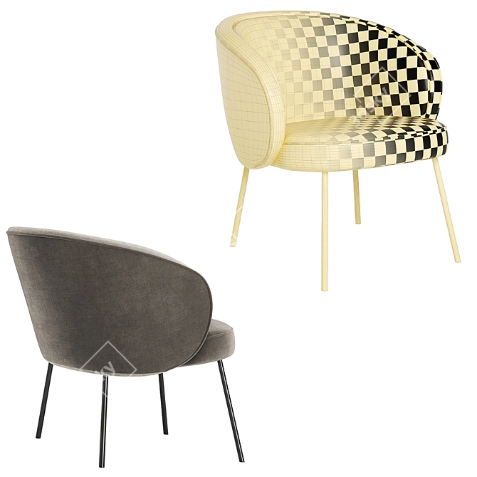 Sleek Luna M Armchair 3D model image 5