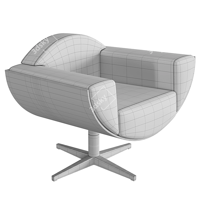 Elegant Retro-Inspired Swivel Armchair 3D model image 7