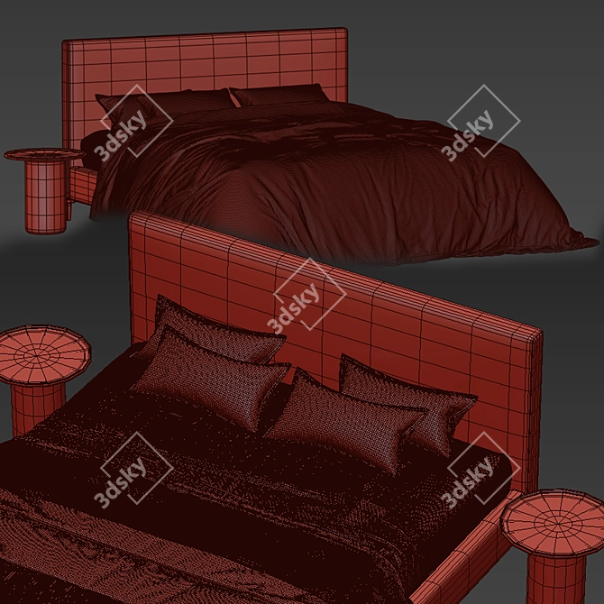 Modern Emmett Bed Collection 3D model image 2