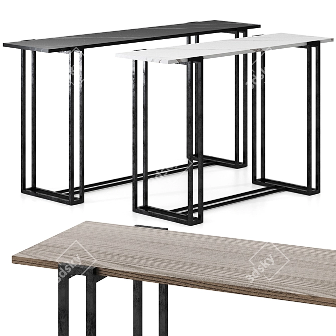 Rectangular Marble Console Table Set 3D model image 2