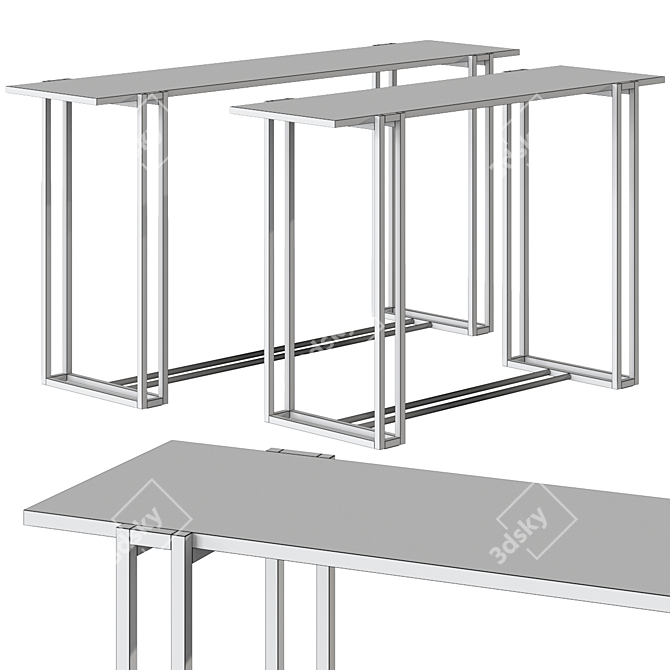 Rectangular Marble Console Table Set 3D model image 4
