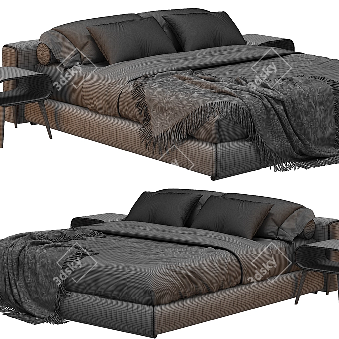 Minimalist Flexform Groundpiece Bed 3D model image 4