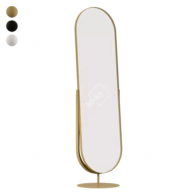 3-Color Metal Frame Mirror 3D model image 1