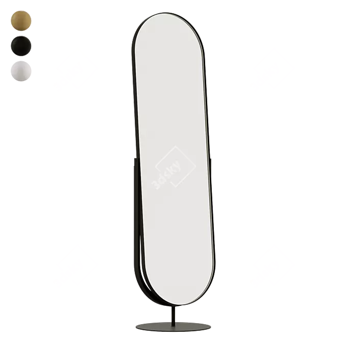 3-Color Metal Frame Mirror 3D model image 2
