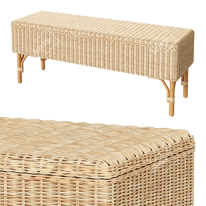 IKEA Handmade Rattan Storage Bench 3D model image 1