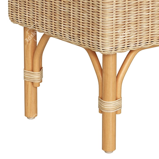 IKEA Handmade Rattan Storage Bench 3D model image 2