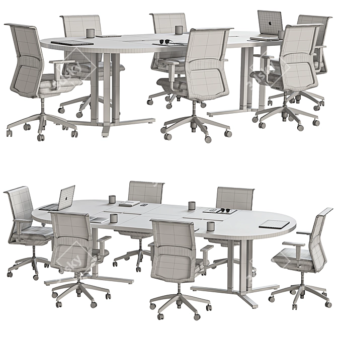 Modern Oval Conference Table 2015 3D model image 5