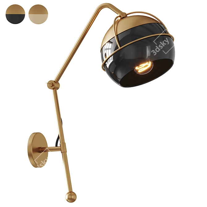 Sleek Black Widow II Sconce 3D model image 1