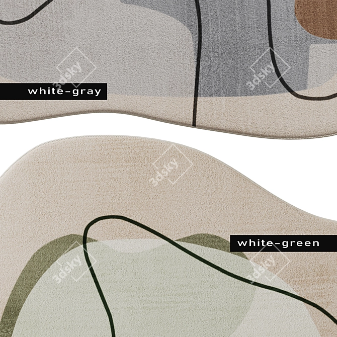 Orange Abstract Area Rug - Litfad 3D model image 2