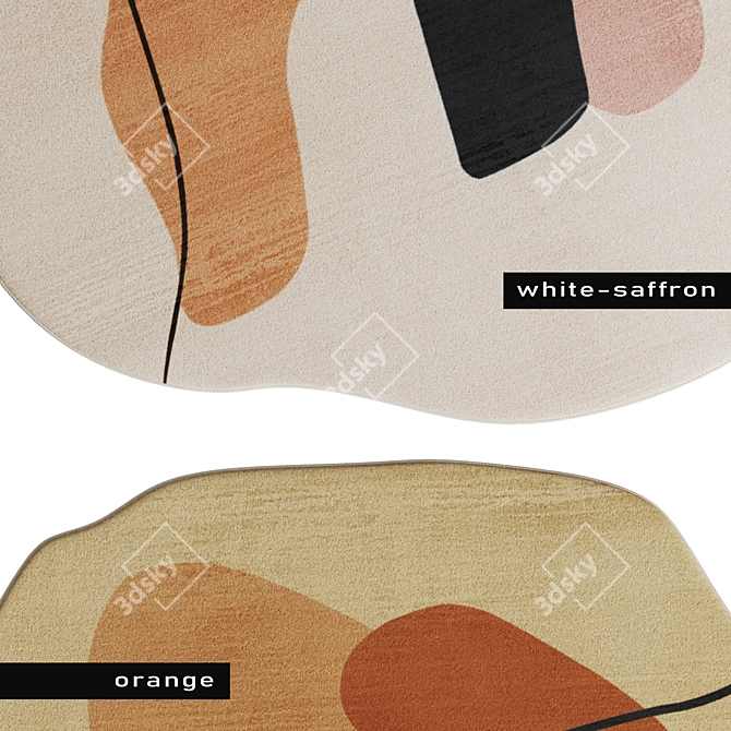 Orange Abstract Area Rug - Litfad 3D model image 3