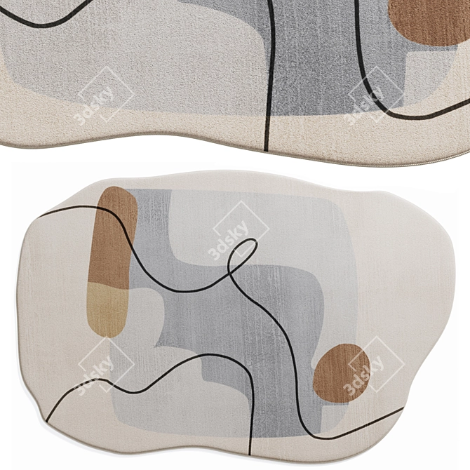 Orange Abstract Area Rug - Litfad 3D model image 5