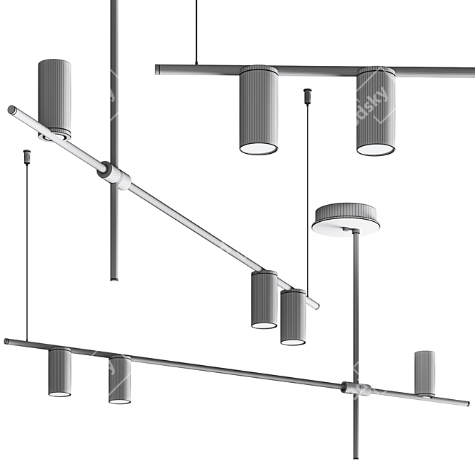 Tribes Linear Pendant Lamp Abad 3D model image 2