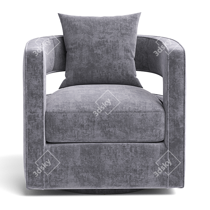 Luxurious Velvet Swivel Barrel Chair 3D model image 2