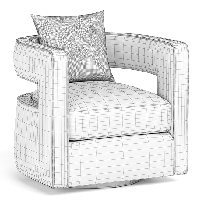 Luxurious Velvet Swivel Barrel Chair 3D model image 4