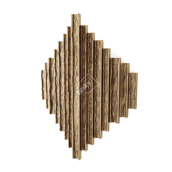 Geometric Wood Metal Wall Art 3D model image 6