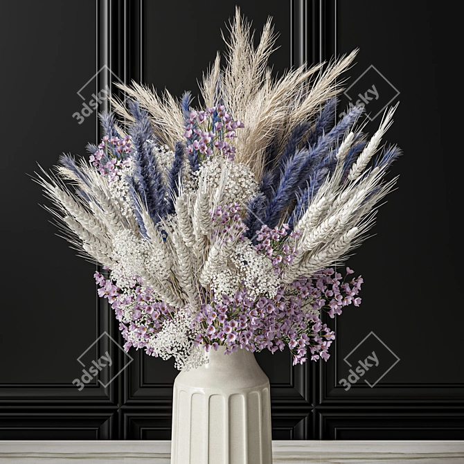 Pampas Pink Green Blue Flowers 3D model image 5