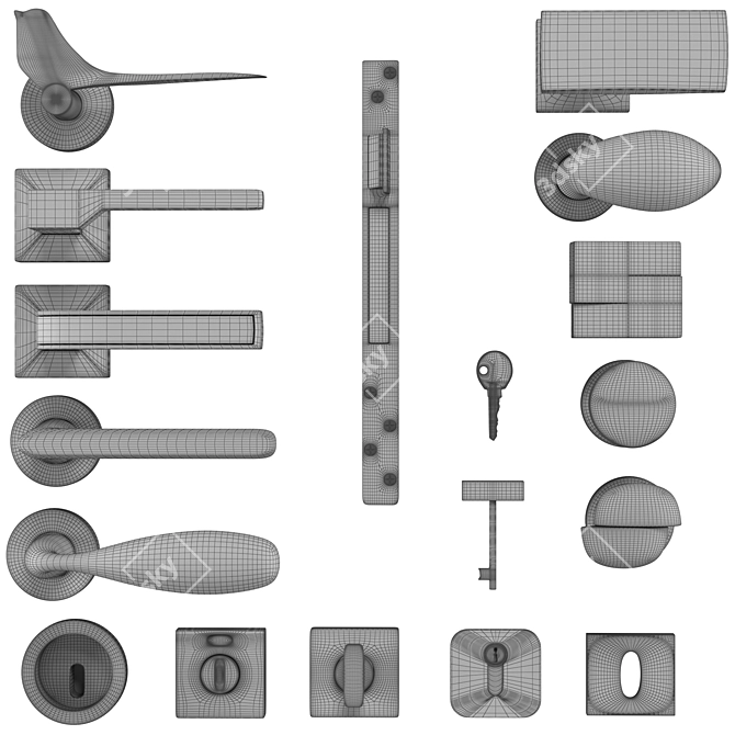 Designer Titanium Door Handles 3D model image 6