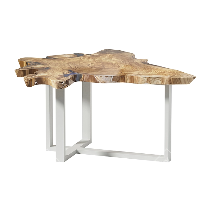 Rustic Epoxy Wood Slice Table 3D model image 2