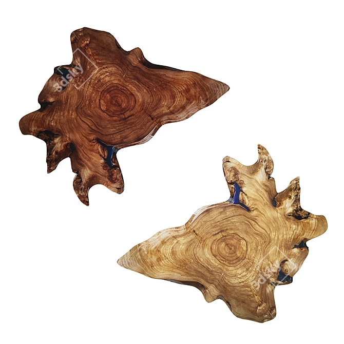 Rustic Epoxy Wood Slice Table 3D model image 3