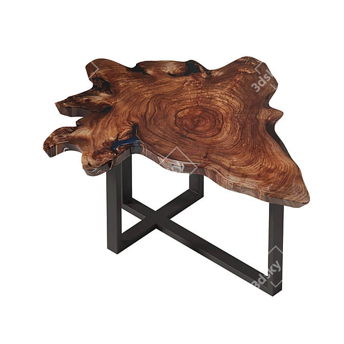 Rustic Epoxy Wood Slice Table 3D model image 4