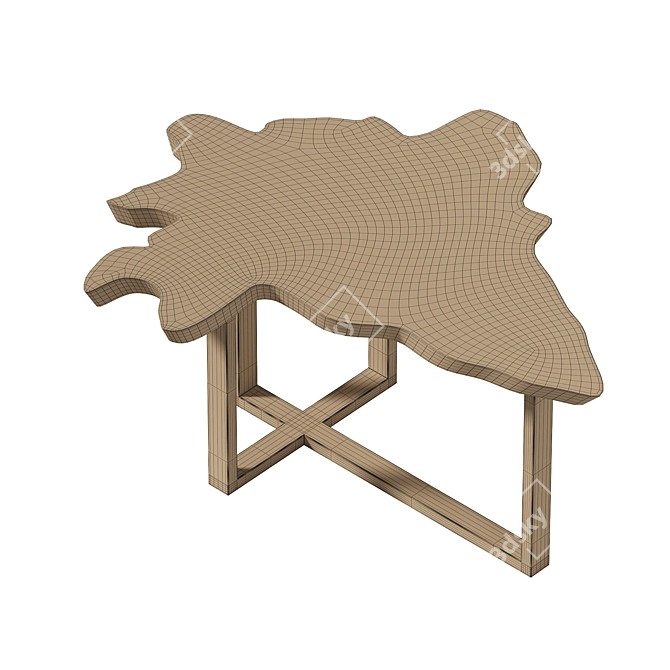 Rustic Epoxy Wood Slice Table 3D model image 5