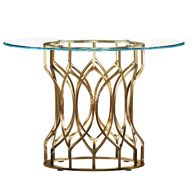 Sleek Champagne Glass Dining Table 3D model image 1