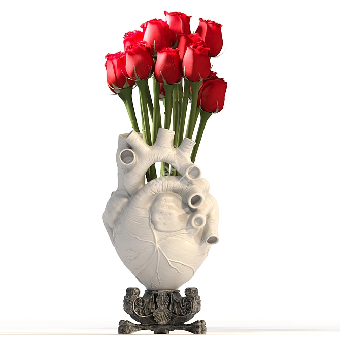 Handcrafted White Heart Vase 3D model image 1