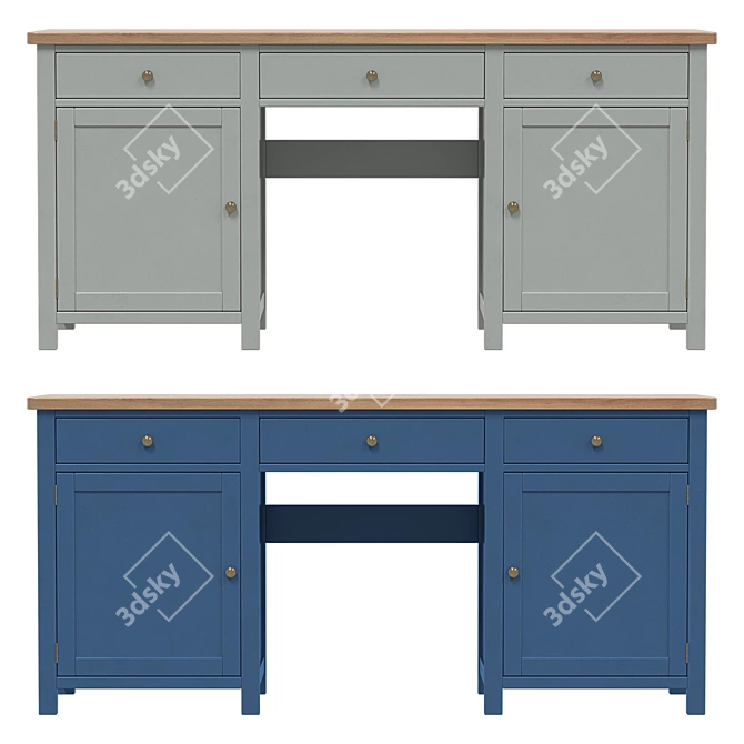 Jules Verne Large Work Desk 3D model image 3