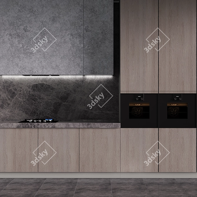 Modern Kitchen with Large Island 3D model image 3