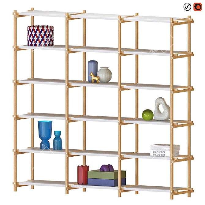 Contemporary HAY Woody Shelving Display 3D model image 1