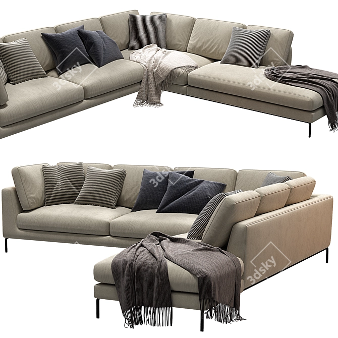 Modular Fabric Corner Sofa Set 3D model image 2