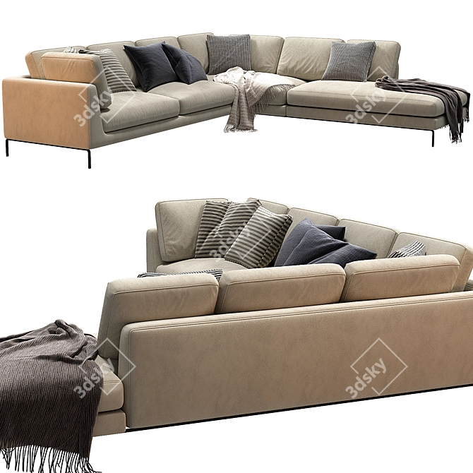 Modular Fabric Corner Sofa Set 3D model image 3