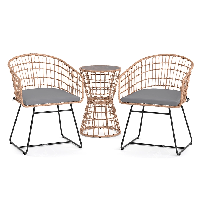 Patio Wicker Furniture Set 3D model image 1