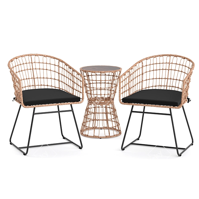 Patio Wicker Furniture Set 3D model image 2